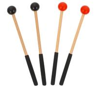 Hoement 2 Paires Maillet de Tambour Portable en Bois et Caoutchouc Surface Lisse, Baguette de Percussion Légère pour Instruments de Musique et Entraînement Musical