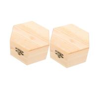 Hoement 2 Pièces Boîte à Bijoux Bois de Pin Naturel Petite Boîte Hexagonale Non Peinte Rangement Compact et Portable pour Maison Boutique et Voyage Organisateur Multifonctionnel