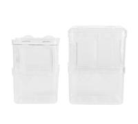 Hoement 2 Pièces Boîte D'élevage de Poissons en Plastique Transparente Ventouses et Couvercle pour Aquarium, Double Couche Séparée pour Alevins et Jeunes Poissons, Alimentation Pratique