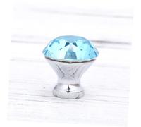 Hoement 2 Pièces Bouton de Porte Cristal Bleu Lac Poignée de Tiroir et Placard Design Diamant Transparent Poignée Simple Trou pour Armoire et Meuble
