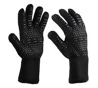 Hoement 2 pièces Gants de Cuisine Ignifuges pour Barbecue Isolation Thermique Résistance Chaleur Antidérapants Noir