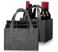 Hoement 2 Pièces Housse à Vin Compartimentée Feutre Porte-Bouteilles Portable Et Rouge Lot Séparateurs Amovibles