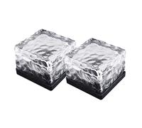Hoement 2 pièces Lampe Solaire LED Étanche pour Jardin Lumière Blanche Brique Verre Éclairage Chemins Extérieur pour Cour Pelouse Patio et Bassin