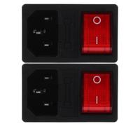 Hoement 2 Pièces Prise Électrique avec Interrupteur à Bascule Lumineux et Fusible Intégré en Cuivre pour Usage Domestique et Bureau, Conception Sécurisée et Compacte
