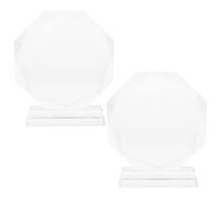 Hoement 2 Pièces Trophée en Verre Transparent Élégant Gravé | Verre Haute Clarté, Distinction Solide, Présentation Raffinée, pour Lauréats et Employés