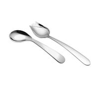 Hoement 2 pièces Ustensiles Inoxydables Inclinés pour Auto-alimentation Cuillères Ergonomiques Courbées pour Personnes Âgées et Patients Résistants et Durables