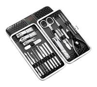 Hoement 21pièces Kit Manucure Acier Inoxydable Noir Coupe-ongles Professionnel Trimmer Repousse Cuticule Ongle Kit Homme et Femme