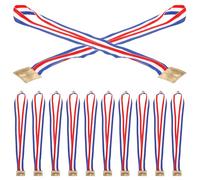Hoement 25 Pièces Ruban de Récompense du Concours en Polyester aux Trois Couleurs Rouge Blanc Bleu, Lanière pour Médaille Clips, Facile à Mettre et Retirer, pour Compétitions D'équipe