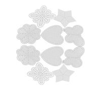 Hoement 25 Pièces Set de Plaques Plastique Mesh Rigide pour Broderie DIY Motifs Étoiles et Cœurs Toile Plastique pour Travaux Manuels Tissage Créatif et Décoration Familiale