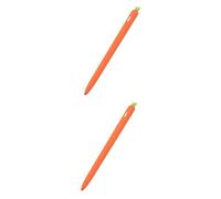 Hoement 2pièces Carrot Shaped Silicone Stylus Sleeve Cover for Pencil Anti- Grip Holder Orange