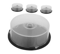 Hoement 4 Pièces Boîte de Rangement Dvd Transparente Disques avec Base Noire Seau Vide Cd Polyvalent pour Collection Multimédia Lot