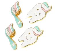 Hoement 4 pièces Broches Créatives Dents et Brosses à Dents Accessoires Mode pour Sacs à Dos Chapeaux et Vêtements Décorations Faciles à Fixer pour Fêtes et Usage Quotidien