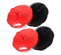 Hoement 4 pièces Brosse de Massage pour Chevelu Plastique Souple Lot de Brosses Shampooing pour Peigne Cheveux Mouillés Exfoliation et Soin Antipelliculaire Confortable