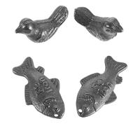 Hoement 4 Pièces Cast Iron Fish Bird Cooking Tool Set Reusable Vegan Iron Enrichment Supplement For Anemia Energy Boost Healthy Meals Nonstick Kitchen Accessory