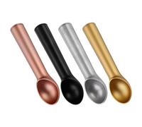 Hoement 4 Pièces Cuillère à Glace Antiadhésive Aluminium Alliage Cuillères à Dessert pour Melon Fruits et Purée Design Ergonomique Facile à Nettoyer Or Naturel Or Rose Noir