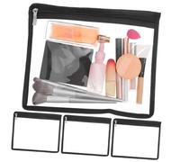 Hoement 4 Pièces Lot de Pochettes Transparentes avec Fermeture Éclair PVC Sacs Multifonctions pour Rangement à Main Trousse Maquillage Claire pour Femmes Pochettes et Résistantes à Eau