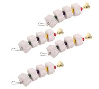 Hoement 4 Pièces Pierre à Bec de Perroquet pour Meulage, avec Cloche | Accessoire de Cage pour Perroquet et Gris D’afrique, à Fixer Facilement, pour Mâcher et Protéger le Mobilier