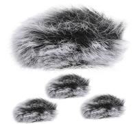 Hoement 4 pièces Protège-microphone Anti-bruit Bonnette Fourrure Grise et Noire Pare-vent pour Micro Cravate Accessoire Mic Polyvalent et Facile à Utiliser