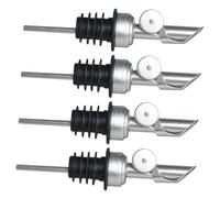 Hoement 4 pièces Set de Bec Verseur Huile et Vinaigre Acier Inoxydable Distributeur Huile Olive Multifonction avec Bouchon Anti-goutte et Réutilisable pour Cuisine et Bar