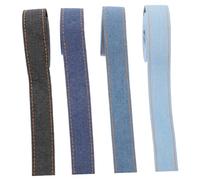 Hoement 4 Rouleaux Ruban Denim Multi-usage pour Couture et Loisirs Lot de Ruban Tissé Couleurs Dégradées pour Nœuds Cadeau et Décoration DIY