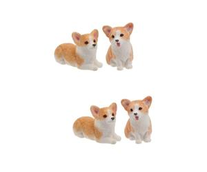 Hoement 4pièces Décoration De Bureau Résine Modèle De Corgi Adornment pour Animaux Résine Décor De Bureau Amusant Et Original