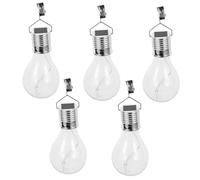Hoement 5 pièces Lot de Ampoules Solaire Suspendues LED Transparentes à Lumière Chaude Lampes Solaires Extérieures sans Fil pour Jardin et Terrasse