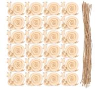 Hoement 50 Sets de Copeaux de Bois D'escargot Prêts à Peindre, sans Bavure, Cordelette Attachée pour Décoration et Bricolage DIY
