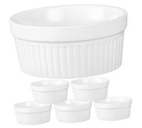 Hoement 6 pièces Lot de Ramequins Céramique pour Pâtisserie et Dessert Tasses Lisses Faciles à Nettoyer Bol Créatif pour Cuisson et Service à et Restaurant