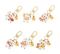 Hoement 6 Pièces Porte-clés Mouton 2027 en Métal, Présent Compact | Finition Métal Lisse, Format Portable et Résistant aux Rayures, Style Mignon pour Célébrations Lunaires