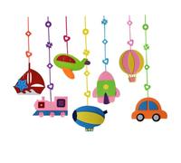 Hoement 7 Pièces Felt Vehicle Hanging Pendants Set Kindergarten Classroom Ceiling Decor Adorable Decorations for Walls and Windows