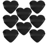 Hoement 8 Pièces Houppette de Maquillage en Éponge, Coussin de Maquillage Cœur Noir, Texture Douce, Portable, pour Femmes et Filles, pour Poudre et Fond de Teint