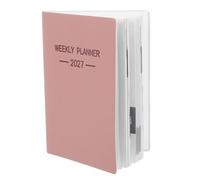 Hoement Agenda Format Compact 2027 Portable et Pu Couleur Rose en Papier Planification Hebdomadaire Élégante pour Travail et Événements Personnels pour Étudiants et Professionnels