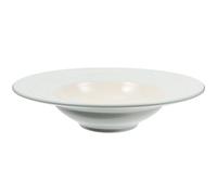Hoement Assiette à Pâte Creuse Facile à Nettoyer, Design Élégant en Céramique Blanche, Surface Lisse et Brillante de Style Européen pour Restaurants et Desserts