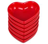 Hoement Assiettes à Sauce de Cœur Rouge en Céramique Ensemble de 6 Résistantes Micro-ondes et Lave-vaisselle, pour Servir Vinaigre ou Sauces Lors de Repas