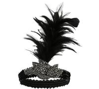 Hoement Bandeau Cheveux Noir à Sequins Plumage en Polyester et Cristal, Accessoire Vintage Élégant pour Femmes, pour Danse et Fêtes Années 1920