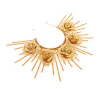 Hoement Bandeau de Déesse des Fleurs Élégant pour Femmes en Plastique Or, Accessoire de Coiffure pour Mariage et Banquet