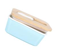 Hoement Beurrier en Céramique Rectangulaire 600 Ml avec Couteau Intégré et Couvercle Hermétique Bleu Clair Boîte à Beurre pour Réfrigérateur et Plan de Travail Conservation Fraîcheur