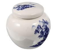 Hoement Boîte à Thé en Porcelaine Bleue et Blanche 500 Ml, Récipient Hermétique Couvercle, Bocal Décoratif Polyvalent pour Conservation du Thé en Vrac, la Cuisine et Maison,