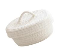Hoement boîte de rangement rétro panier de cuisine stockage de bureaux décoratif point petit panier en corde tissés conteneur tissé de bureau corde de coton blanche