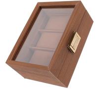 Hoement Boîtier de Montre en Bois à 3 Emplacements pour Homme, Coffret de Rangement Multifonction en Bois Foncé, Design Simple et Délicat pour Usage Domestique