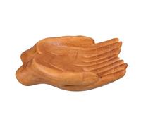 Hoement Bol Décoratif en Bois Beige Sculpté Main, Bol à Clés Multifonction pour Bureau et Maison, Accessoire Élégant et Artistique
