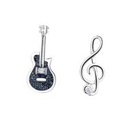 Hoement Boucles D'oreilles Asymétriques Guitare Et Notes Musicales En Argenté, Légères Et Solide, Adaptées Pour Femmes Lors De Sorties Et Événements