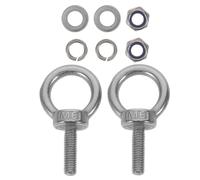 Hoement Boulon à Œil en Acier Inoxydable M6X20 avec Rondelle Plate et Élastique Écrou Nylon Anti-Desserrage Kit 4 Pièces pour Fixation Murale Béton et Chevilles pour Cloisons Sèches