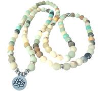 Hoement Bracelet et Collier Perles Pierre Naturelle Lotus Accessoire de Mode Bouddhiste pour Prière et Méditation Unisexe