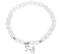 Hoement Bracelet pour Fille Pendentif Licorne en Pierre Œil de Chat Blanche, Design Simple et Élégant, Cadeau pour Anniversaire ou Amitié