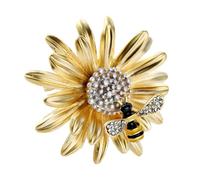 Hoement Broche Créative en Alliage Doré Motif Marguerite et Abeille, Accessoire Simple et Élégant pour Vêtement, pour Fête ou Usage Quotidien