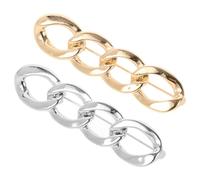 Hoement Broche de Sécurité pour Vêtements 2 Pcs en Alliage de Zinc, Chaîne Torsadée Dorée et Argentée, Clips Décoratifs pour Jupe et Foulard, Ajusteur de Taille Féminin Polyvalent,