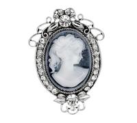 Hoement Broche Rétro Résine pour Femme Épingle Versatile pour Vêtements Décoration Élégante pour Fête Style Baroque Argenté avec Accessoire Chic et Vintage