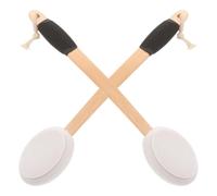 Hoement Brosse de Bain Corps 2pcs Manche Long Incurvé en Bois, Tête en Éponge Douce Antidérapante Nettoyage Complet et Facile du Dos