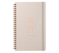 Hoement Carnet D'agenda Quotidien 2026-2027 Suivi de Progrès, Pages Élégantes et Organisation Optimisée pour Réunions et Travail, Couverture en Pu Beige Compacte
